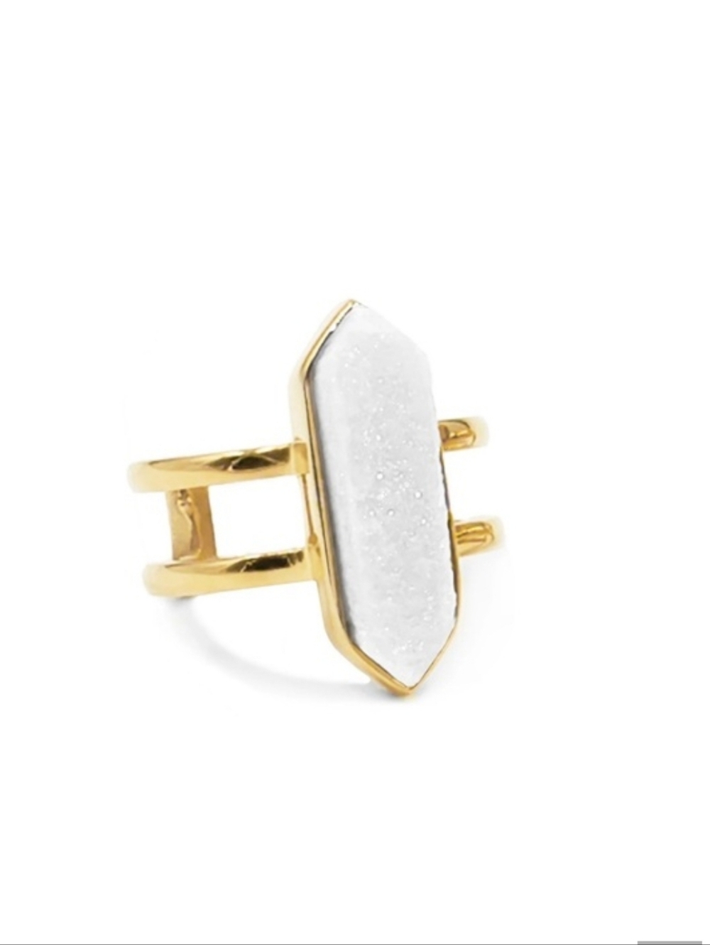 Kinsley Armelle Parvus White Quartz Cuff Ring Size 6 Or 8, New In Pouch
